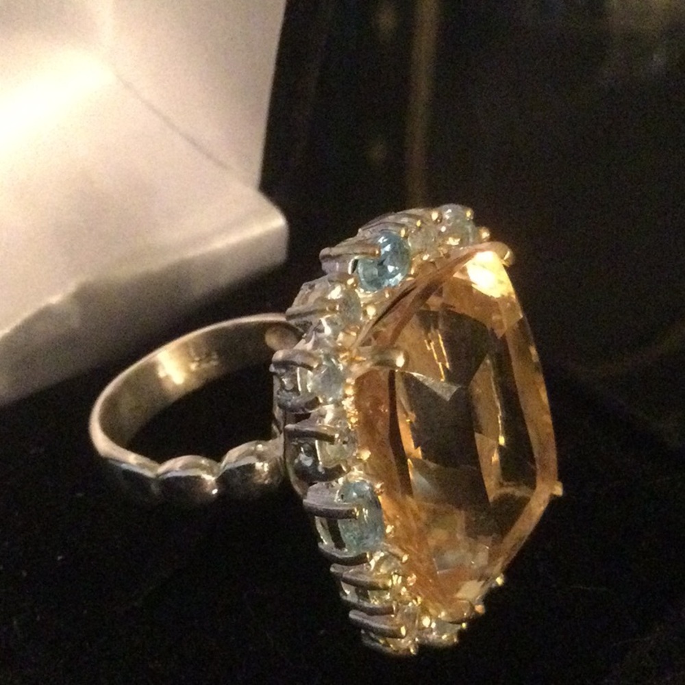 Exquisite 30 CTW of Genuine Citrine & Topaz Ring - Picture 12 of 17